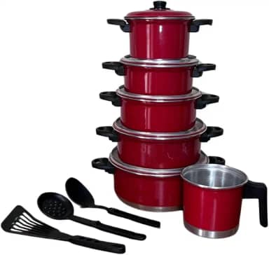 Jogo De Panelas 5 Peças Leiteira Jogo Talheres(vermelho)