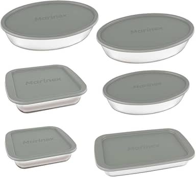 Jogo de Assadeiras Marinex, 6 Peças, Com Tampa, Vidro