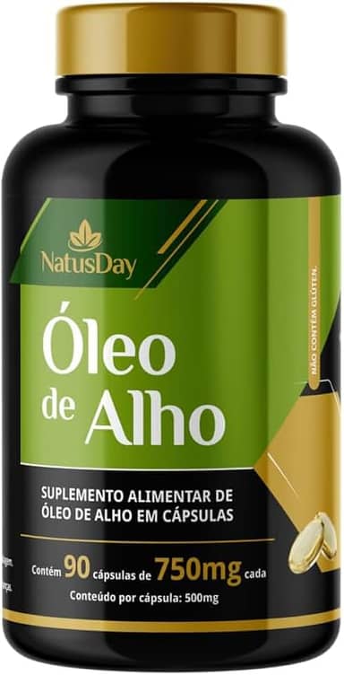 Óleo de Alho (90 Cápsulas) Natusday - Auxilia na prevenção de gripes e resfriados, Auxilia na redução da pressão arterial, Auxilia na redução de LDL