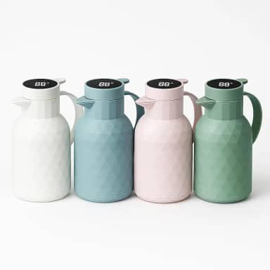 Garrafa Térmica 1 Litro com Termômetro Digital LED, Design Moderno Geométrico, Mantém Café ou Chá Quente por Horas, Tampa Anti Respingo, Portátil, Presente de Luxo Premium (Branco)