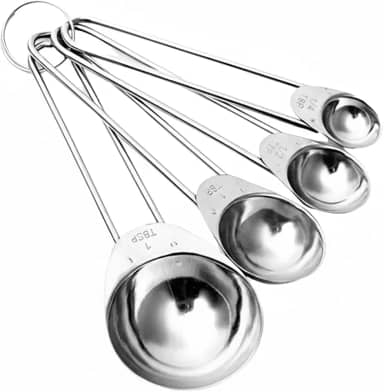 Kit de Colheres Medidoras em Aço Inox, 4 Peças, 18 cm de Comprimento, Multicolorido
