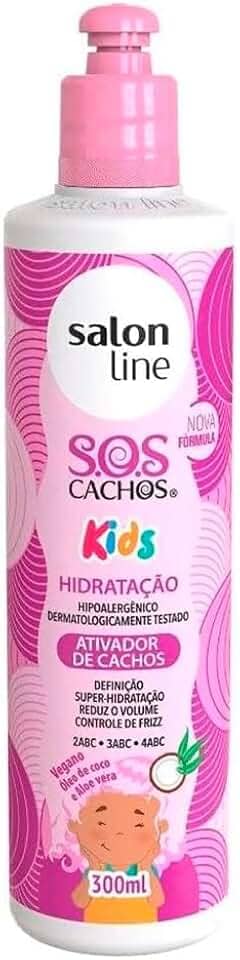 Salon Line, Ativador de Cachos, SOS Cachos Kids, Definição, Super-Hidratação, Reduz Volume e Controla Frizz, Vegana - Cabelos Ondulados, Cacheados e Crespos, 300 ml