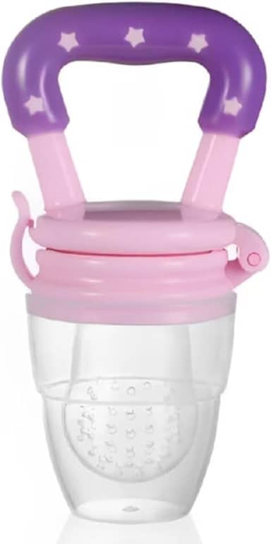 Porta Frutinha Alimentador Infantil Chupeta Frutas Bebê Silicone Mordedor Cor Pink Tamanho 6.5cm X 11cm
