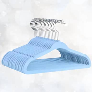 Cabide Infantil de Veludo Azul, Kit com 20 Unidades, Ultrafino Antideslizante para roupas delicadas