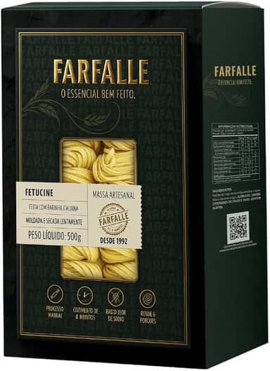 Macarrão Fetucine com Farinha Italiana Importada 500g - Feita com Farinha Italiana Moldada e Secada Lentamente - Pasta italiana artesanal FARFALLE.