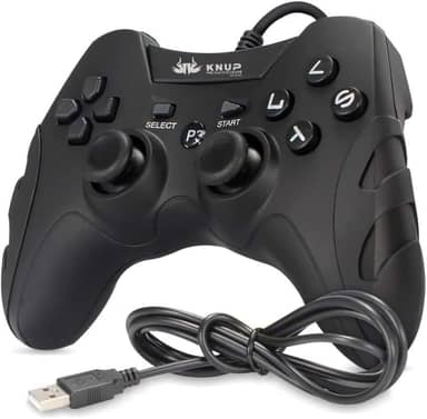 Controle Gamepad Gamer Com Fio KP-4040 Compatível com Pc Computador Windows 7, 10 e 11 Ps3 I Joystick Manete com Fio para Entrada USB Plug And Play para Computadores ou Notebook (Preto)