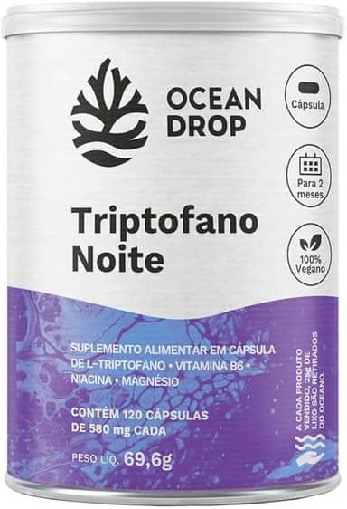 Triptofano Noite Ocean Drop com Niacina e Magnésio - 120 cápsulas de 580mg