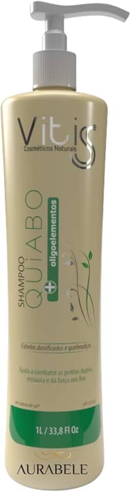 Shampoo 1L Quiabo Vitiss combate pontas duplas e fortalece os fios.