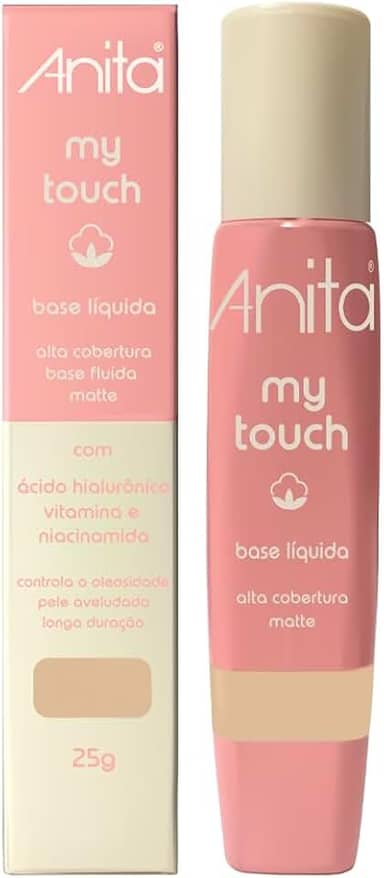 Base Líquida Matte Anita MY TOUCH - Alta Cobertura, Longa Duração e Controle de Oleosidade - Foundation Maquiagem - Cor 04