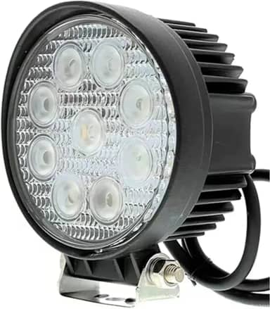 Farol De Milha 9 Leds 27w 10V / 30V Redondo Branco Frio Auxiliar Automotivo Universal Veiculos, Moto Carro Troller Barco Caminhão Ônibus Off road - Não é o modelo Slim