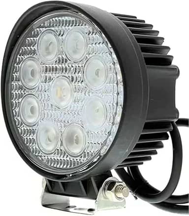 Farol De Milha 9 Leds 27w 10V / 30V Redondo Branco Frio Auxiliar Automotivo Universal Veiculos, Moto Carro Troller Barco Caminhão Ônibus Off road - Não é o modelo Slim