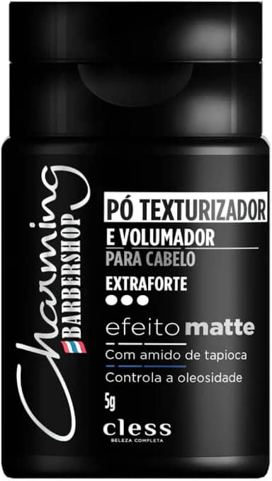 Pó Texturizador e Volumizador Cless Charming Barbershop – 5g | Fórmula Profissional para Aumentar o Volume, Definir a Textura e Controlar o Frizz dos Cabelos