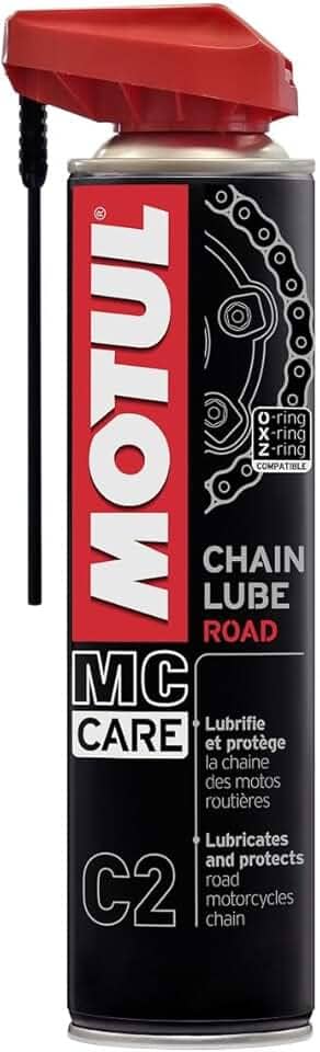 Motul - Lubrificante C2 Chain Lube Road (400ml) | Fórmula incolor e altamente aderente para correntes de motos de estrada e uso urbano | Resistente à água