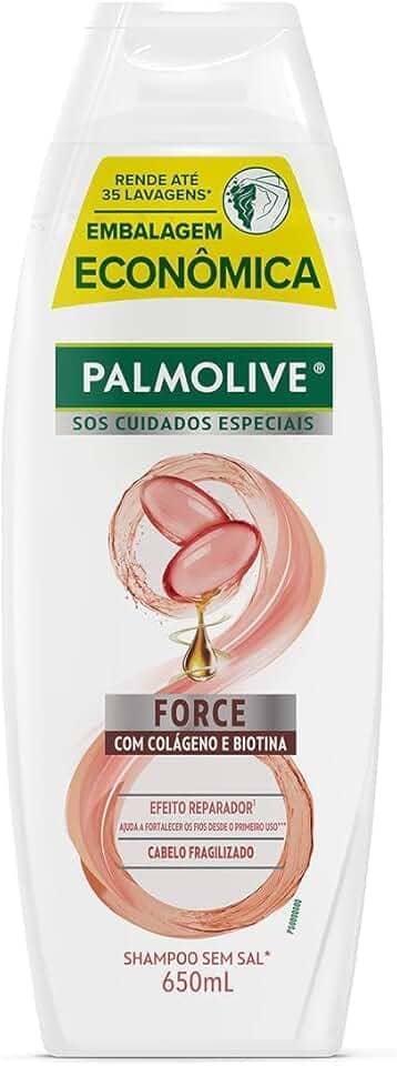 Palmolive SOS Shampoo Cuidados Especiais Force com colágeno e biotina 650ml Embalagem Econômica