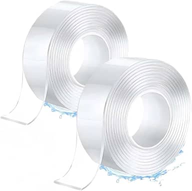 Kit 2 Rolos Super Fita Mágica Nano Adesiva Dupla Face Extra Forte Lavável Transparente 3M super forte lavável Gel auto colante-IT 3 Metros Cada - Premium