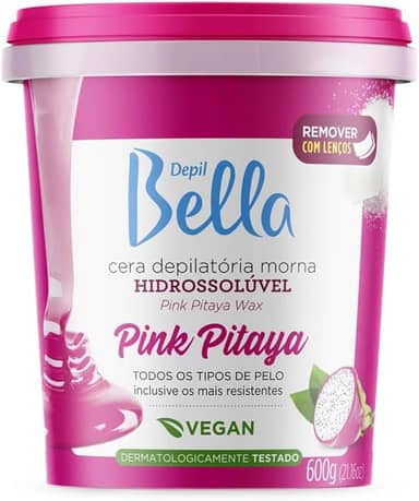 Depil Bella - Cera Depilatória Morna Hidrossolúvel Vegana Pink Pitaya 600g