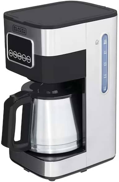 BLACK+DECKER Cafeteira Elétrica 110 V Inox, Filtro Permanente e Lavável, Capacidade 1,5 L, Ate 38 Cafézinhos, Painel Digital, Modelo CM350G-BR