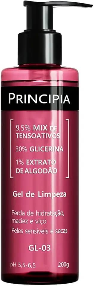 PRINCIPIA, Gel de Limpeza Facial Hidratante 9,5% Tensoativos + 30% Glicerina + 1% Extrato de Algodão GL-03 com 200ml