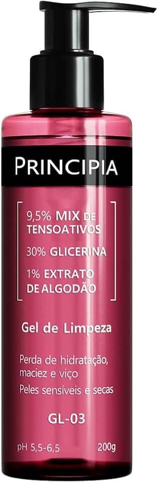 Gel de Limpeza Facial Hidratante Principia 9,5% Tensoativos + 30% Glicerina + 1% Extrato de Algodão GL-03 com 200g