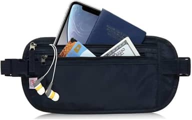 Pochete Doleira Antifurto para Viagem Unissex Resistente à Água com Zíper – Porta Dinheiro, Cartões e Documentos, Pochete Leve e Ajustável para Viagens e Trilhas - Nalux