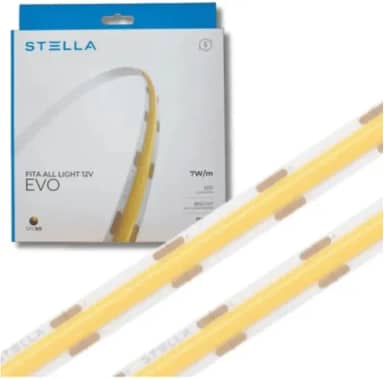 Fita LED 5m All Light Evo 12V 7W/m Stella STL24804 5m 288 LEDs COB/m IRC>90 Luz Branco Quente 3000K