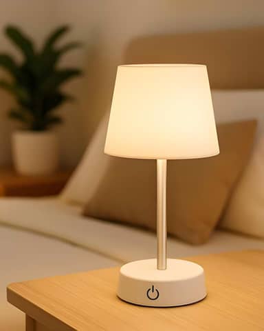 Abajur de Mesa LED Recarregável Touch Sem Fio | Luz Amarela Regulável| Luminária para Quarto, Criado-Mudo, Escritório, Leitura e Decoração Moderna