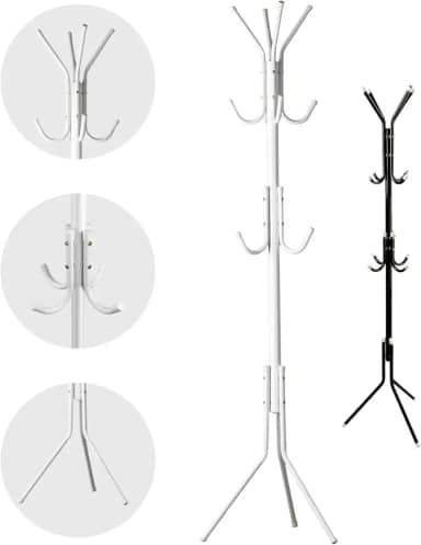 Mancebo Cabideiro de Chão Organizador 12 Ganchos Cabideiro Porta Bolsas Roupas Casacos