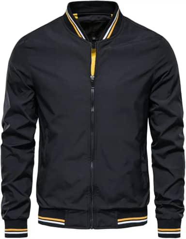 CNSTORE casacos e jaquetas masculinos Jaqueta corta-vento manga longa gola com zíper Jaqueta masculina listrada casual slim fit