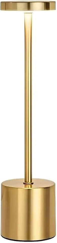 Abajur Luminária de Mesa Touch LED Recarregável Dimerizavel com 3 Níveis de Luz Portátil Sem Fio - Ideal para Escritório, Quarto, Trabalho, Leitura, Estudo (Dourado)