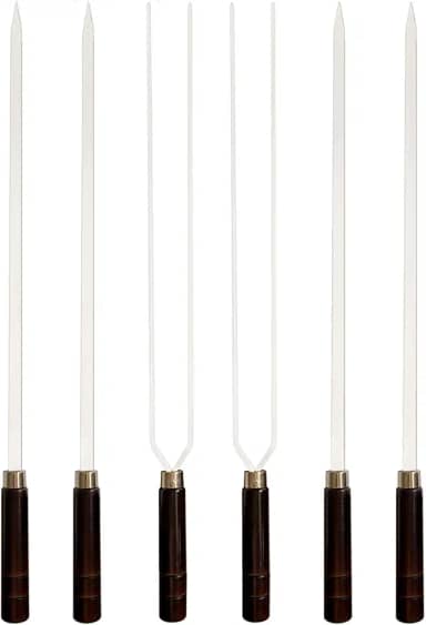 Kit 6 Espetos Artesanais de Alumínio P/Churrasco