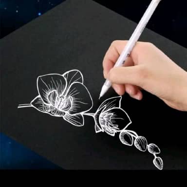 Kit 5 Canetas Gel Branca Premium, Ponta 0.8mm, para Micropigmentação, Design de Sobrancelhas, Desenhos Artísticos e Detalhamento Profissional, Secagem Rápida