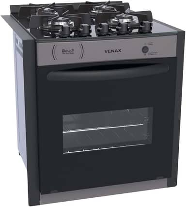 FOGAO A GAS DE EMBUTIR GAUDI PRISMA VITREO 4Q GRAFITE GAS GLP