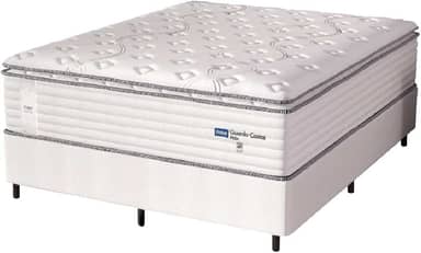 Cama Box Casal King Colchão Molas Guarda Costas Max Com Pillow Probel 193x203x78cm Branco/Cinza