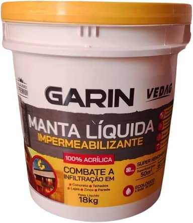 Manta Líquida 18Kg impermeabilizante Combate Infiltração em Lajes Telhados Zinco Concreto e Parede ecológico a Base de Água