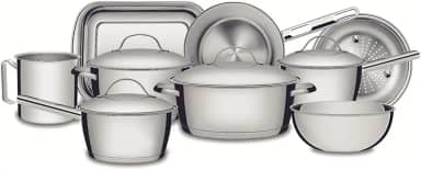 Jogo De Panelas Allegra Aço Inox Com Fundo Triplo 9 Peças Tramontina