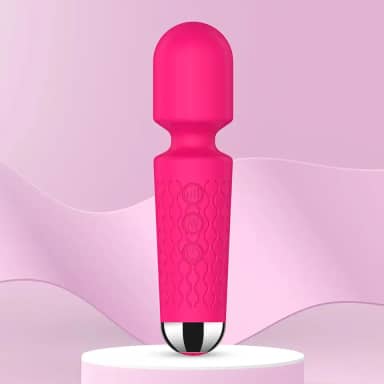 Massageador pessoal de varinha – 20 padrões e 8 velocidades – Mini vibração mágica e massagem nas costas – Masculino e feminino – Perfeito para alívio de tensão, músculo, dor, recuperação – Rosa