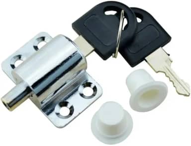 Trava Porta Trinco Com Chaves Ferrolho Fecho Portão Portas Janelas - (Prata)