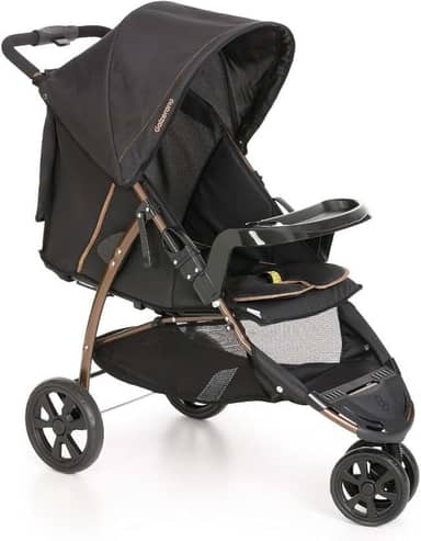 Carrinho de Bebê Passeio Reclinável Berço 3 Rodas de 0 Até 15kg Cross Trail Preto Cobre Galzerano