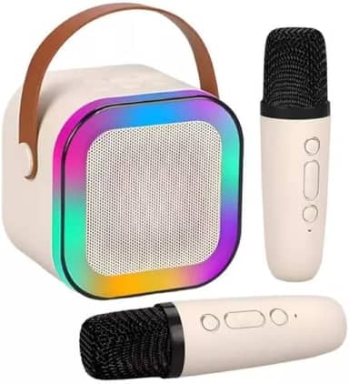Karaoke com 2 Microfones Recarregáveis e Modos de Voz Divertidos para Crianças - Portátil e Ideal para Diversão Musical Infantil - Premium