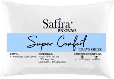 Kit Com 02 Travesseiros Algodão 100% Percal 180 Fios para dormir de lado enchimento com Fibra Siliconada Extra Macio