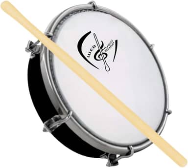 Tamborim 6 Pol. Abs Pele Leitosa C/Baqueta Madeira e Chave de Afinação - Web Music Shop (BK)