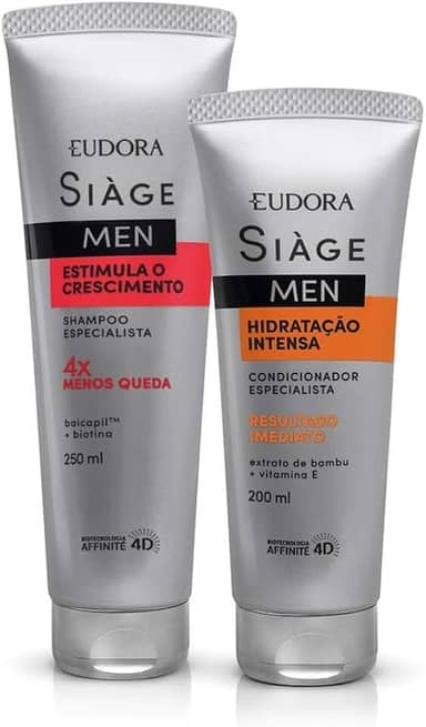 Eudora Kit Siàge Men: Shampoo Estimula o Crescimento 250ml + Condicionador Hidratação Intensa 200ml