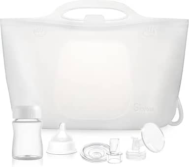 Bolsas esterilizadoras de silicone para mamadeiras, bomba de leite e chupetas, sacos reutilizáveis de esterilização a vapor para viagens e uso doméstico (branco leite)