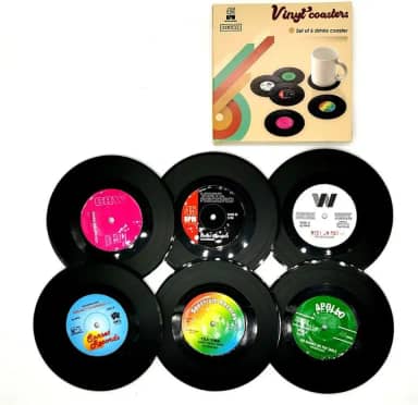 Porta-copos de vinil retrô engraçados com reprodutor, porta-copos de música para amantes de música, decoração de casa, presentes de aniversário de inauguração de casa - coloridos