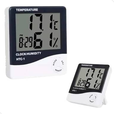 Termo Higrômetro Digital Medidor Umidade Temperatura Relógio Digital Mundo Compras