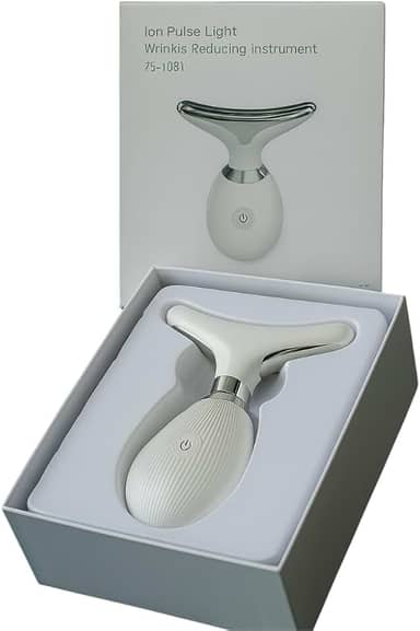 Massageador Facial LED com 3 Funções EMS Aquecimento Vibração Lifting Reduz Rugas Linhas de Expressão e Papada Portátil Recarregável