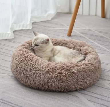 Caminha Nuvem CAMA Pet Redonda PELUCIA Para Cachorros E Gatos DONUT CABANA CASA CASINHA IGLU BORDAS ELEVADAS FUNDO ANTIDERRAPANTE QUALIDADE PREMIUM P 40 CM (CARAMELO)