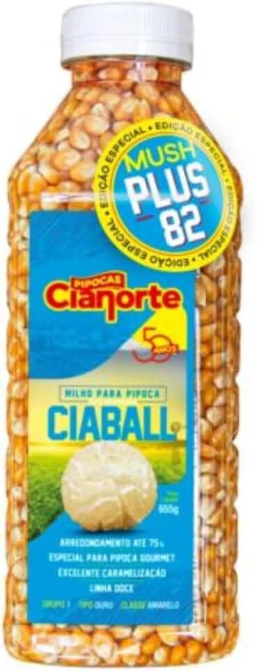 CIANORTE 82% de Aproveitamento se Estourado Conforme Indicação Milho MUSH para Pipoca Doce Gourmet Tipo Mushroom 655g Ciaball Plus - EDIÇÃO ESPECIAL