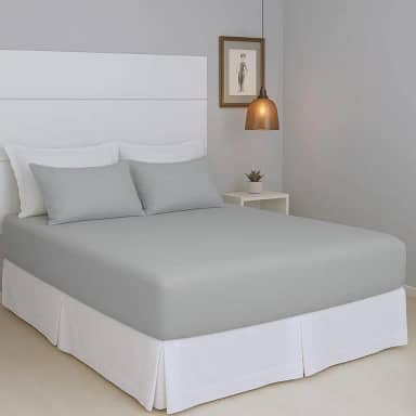 Jogo de Lençol Queen Malha 100% Algodão Liso com Elástico 3 peças Toque Macio Top (Cinza)