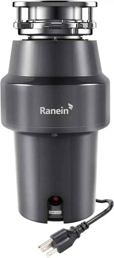 Ranein Triturador De Lixo De 3/4 Hp Com Cabo De Alimentação, Moagem Silenciosa De Aço Inoxidável, Triturador De Resíduos De Alimentos Para Pia De Cozinha, Alimentação Contínua, Deepcut